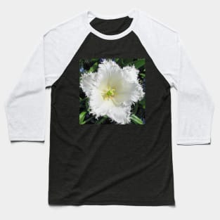 White Fringed Tulip Baseball T-Shirt